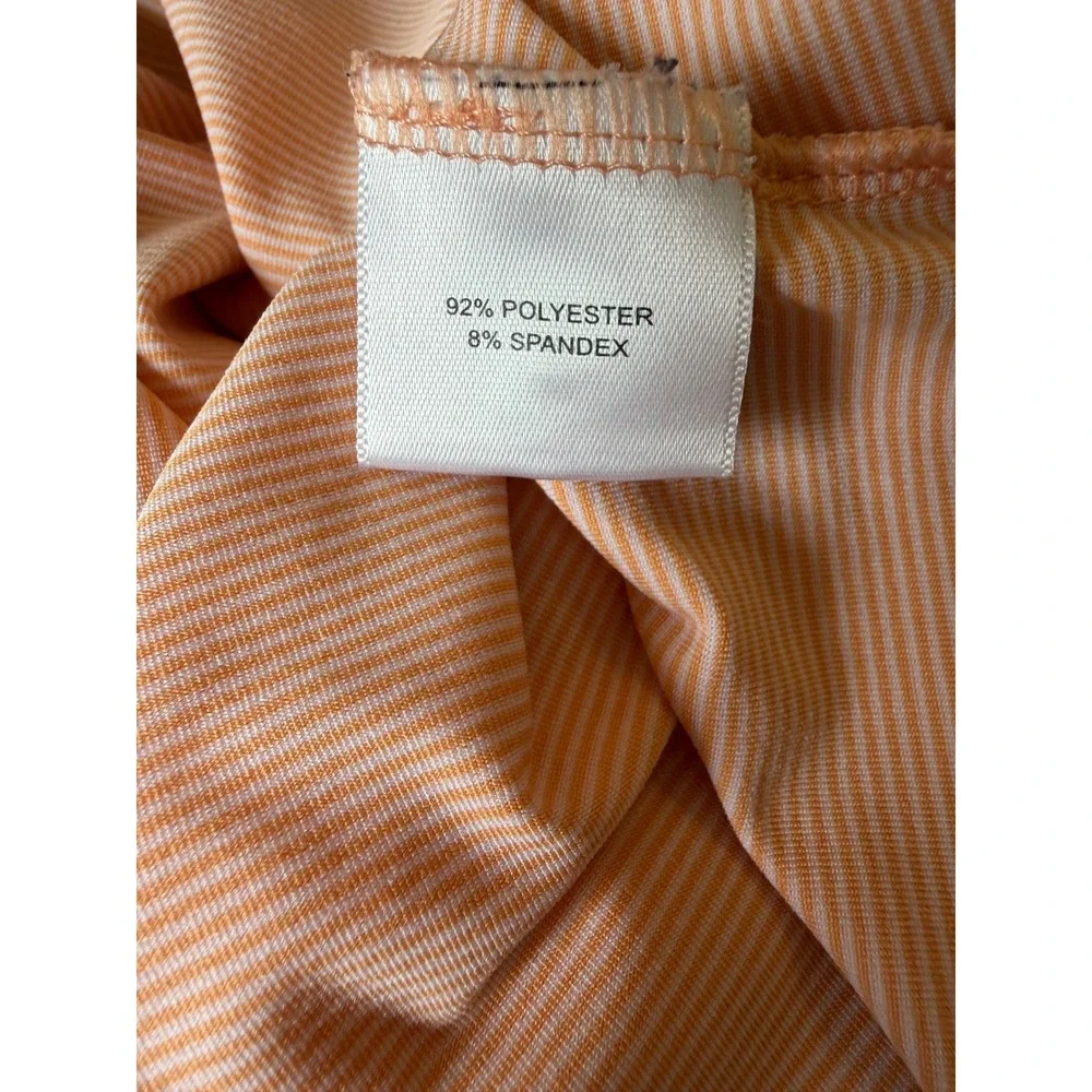 Peter Millar Summer Comfort Mens XL Peach Micro Stripe Golf Polo Seahorse Logo - Picture 3 of 4